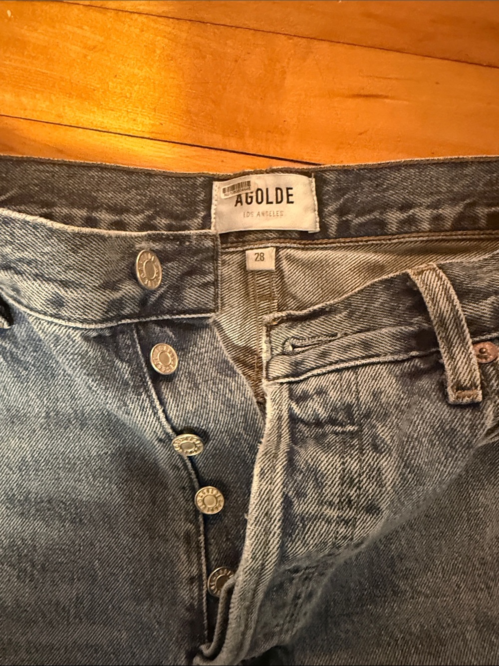 Agolde Light Blue Button-Fly Denim Jeans